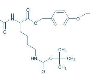 Fmoc-Lys(Boc)-Wang resin (100-200 mesh, 0.5-0.8 mmol/g) 化学構造