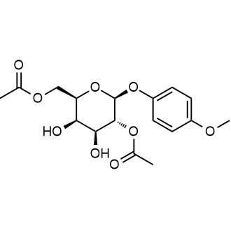 ((2R,3R,4S,5R,6S)-5-acetoxy-3,4-dihydroxy-6-(4-methoxyphenoxy)tetrahydro-2H-pyran-2-yl)methyl acetate Chemical Structure