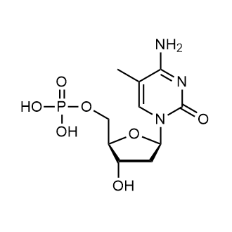 ((2R,3S,5R)-5-(4-amino-5-methyl-2-oxopyrimidin-1(2H)-yl)-3-hydroxytetrahydrofuran-2-yl)methyl dihydrogen phosphate Chemische Struktur