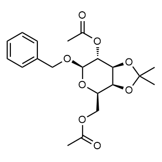 ((3AS,4R,6R,7R,7aS)-7-acetoxy-6-(benzyloxy)-2,2-dimethyltetrahydro-4H-[1,3]dioxolo[4,5-c]pyran-4-yl)methyl acetate Chemische Struktur