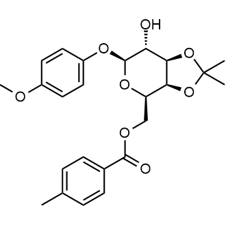 ((3AS,4R,6S,7R,7aR)-7-hydroxy-6-(4-methoxyphenoxy)-2,2-dimethyltetrahydro-4H-[1,3]dioxolo[4,5-c]pyran-4-yl)methyl 4-methylbenzoate 化学構造