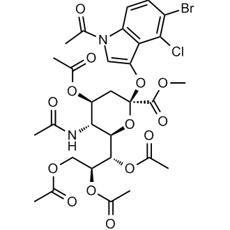 (1S,2S)-1-((2R,3R,4S,6S)-3-acetamido-4-acetoxy-6-((1-acetyl-5-bromo-4-chloro-1H-indol-3-yl)oxy)-6-(methoxycarbonyl)tetrahydro-2H-pyran-2-yl)propane-1,2,3-triyl triacetate التركيب الكيميائي