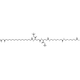 (22S,27S)-22,27-Bis(tert-butoxycarbonyl)-48,48-dimethyl-10,19,24,29,46-pentaoxo-3,6,12,15,47-pentaoxa-9,18,23,28-tetraazanonatetracontanoic acid Chemische Struktur