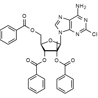 (2R,3R,4R,5R)-2-(2-Amino-6-chloro-9H-purin-9-yl)-5-((benzoyloxy)methyl)-3-methyltetrahydrofuran-3,4-diyl dibenzoate Chemical Structure