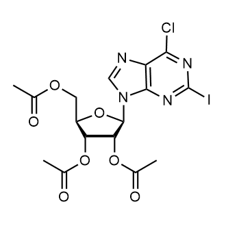 (2R,3R,4R,5R)-2-(Acetoxymethyl)-5-(6-chloro-2-iodo-9H-purin-9-yl)tetrahydrofuran-3,4-diyl diacetate Chemical Structure