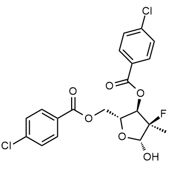 (2R,3R,4R,5R)-2-[(4-Chlorobenzoyloxy)methyl]-4-fluoro-5-hydroxy-4-methyloxolan-3-yl 4-chlorobenzoate Chemical Structure