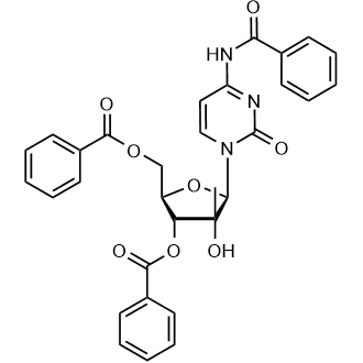 (2R,3R,4R,5R)-5-(4-benzamido-2-oxopyrimidin-1(2H)-yl)-2-((benzoyloxy)methyl)-4-hydroxy-4-methyltetrahydrofuran-3-yl benzoate Chemische Struktur