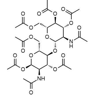 (2R,3R,4R,5S,6R)-3-acetamido-5-(((2S,3R,4R,5S,6R)-3-acetamido-4,5-diacetoxy-6-(acetoxymethyl)tetrahydro-2H-pyran-2-yl)oxy)-6-(acetoxymethyl)tetrahydro-2H-pyran-2,4-diyl diacetate Chemical Structure