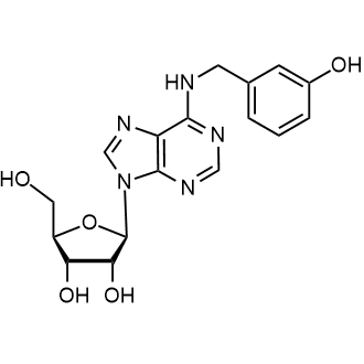 (2R,3R,4S,5R)-2-(6-((3-Hydroxybenzyl)amino)-9H-purin-9-yl)-5-(hydroxymethyl)tetrahydrofuran-3,4-diol Chemische Struktur