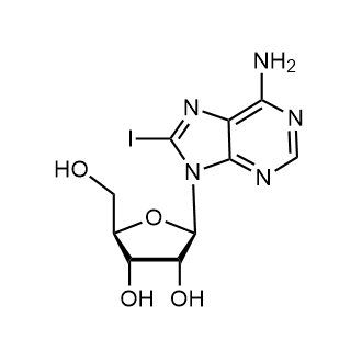 (2R,3R,4S,5R)-2-(6-Amino-8-iodo-9H-purin-9-yl)-5-(hydroxymethyl)tetrahydrofuran-3,4-diol 化学構造