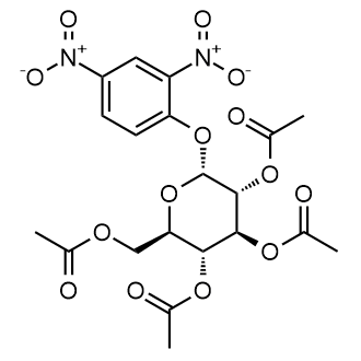 (2R,3R,4S,5R,6R)-2-(acetoxymethyl)-6-(2,4-dinitrophenoxy)tetrahydro-2H-pyran-3,4,5-triyl triacetate 化学構造