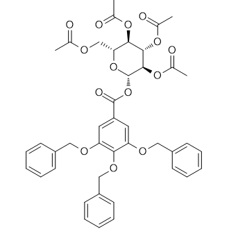 (2R,3R,4S,5R,6S)-2-(acetoxymethyl)-6-((3,4,5-tris(benzyloxy)benzoyl)oxy)tetrahydro-2H-pyran-3,4,5-triyl triacetate Chemical Structure