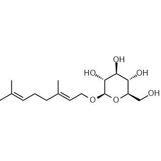 (2R,3R,4S,5S,6R)-2-(((E)-3,7-dimethylocta-2,6-dien-1-yl)oxy)-6-(hydroxymethyl)tetrahydro-2H-pyran-3,4,5-triol Chemical Structure