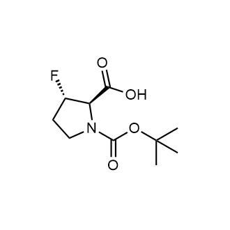 (2R,3S)-1-(tert-Butoxycarbonyl)-3-fluoropyrrolidine-2-carboxylic acid 化学構造