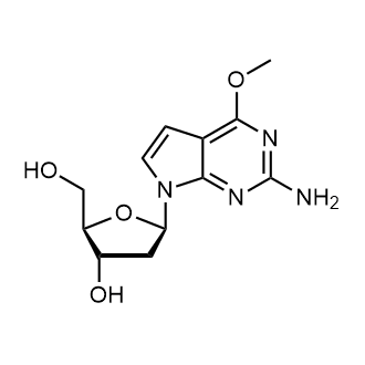 (2R,3S)-5-(2-amino-4-methoxy-1H-pyrrolo[2,3-d]pyrimidin-5-yl)-2-(hydroxymethyl)tetrahydrofuran-3-ol 化学構造