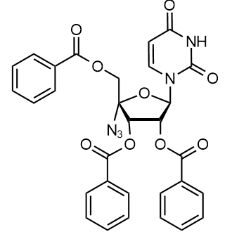 (2R,3S,4R,5R)-2-azido-2-((benzoyloxy)methyl)-5-(2,4-dioxo-3,4-dihydropyrimidin-1(2H)-yl)tetrahydrofuran-3,4-diyl dibenzoate Chemical Structure