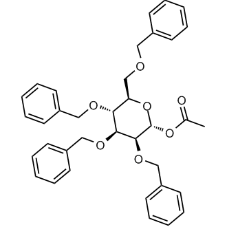 (2R,3S,4S,5R,6R)-3,4,5-tris(Benzyloxy)-6-((benzyloxy)methyl)tetrahydro-2H-pyran-2-yl acetate Chemische Struktur