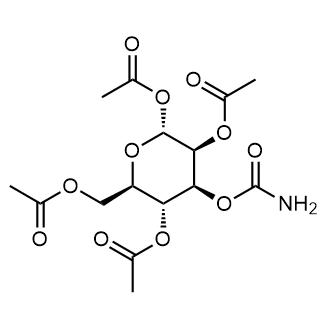 (2R,3S,4S,5R,6R)-6-(acetoxymethyl)-4-(carbamoyloxy)tetrahydro-2H-pyran-2,3,5-triyl triacetate Chemische Struktur