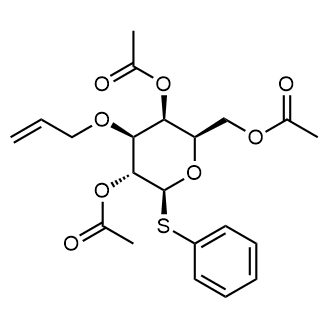 (2R,3S,4S,5R,6S)-2-(acetoxymethyl)-4-(allyloxy)-6-(phenylthio)tetrahydro-2H-pyran-3,5-diyl diacetate Chemische Struktur