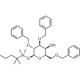 (2R,3S,4S,5R,6S)-4,5-bis(benzyloxy)-2-((benzyloxy)methyl)-6-((dimethyl(2-methylpentan-2-yl)silyl)oxy)tetrahydro-2H-pyran-3-ol 化学構造