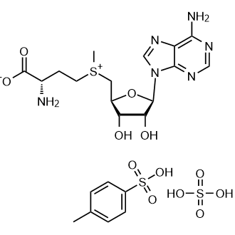 (2S)-2-Amino-4-((((2S,3S,4R,5R)-5-(6-amino-9H-purin-9-yl)-3,4-dihydroxytetrahydrofuran-2-yl)methyl)(methyl)sulfonio)butanoate4-methylbenzenesulfonatesulfate 化学構造