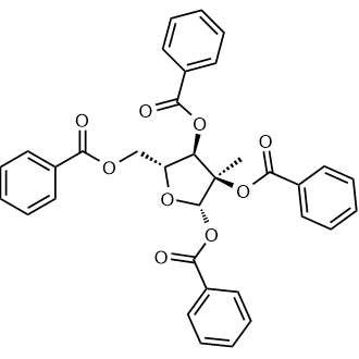 (2S,3R,4R,5R)-5-((Benzoyloxy)methyl)-3-methyltetrahydrofuran-2,3,4-triyl tribenzoate Chemische Struktur