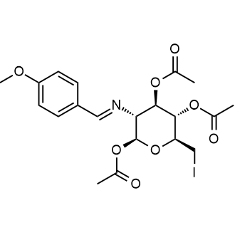 (2S,3R,4R,5S,6S)-6-(iodomethyl)-3-((4-methoxybenzylidene)amino)tetrahydro-2H-pyran-2,4,5-triyl triacetate Chemical Structure