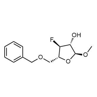 (2S,3R,4S,5R)-5-((benzyloxy)methyl)-4-fluoro-2-methoxytetrahydrofuran-3-ol Chemische Struktur