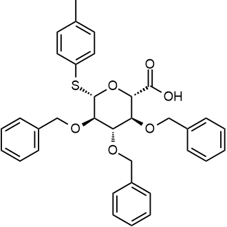 (2S,3S,4S,5R,6S)-3,4,5-tris(benzyloxy)-6-(p-tolylthio)tetrahydro-2H-pyran-2-carboxylic acid Chemical Structure