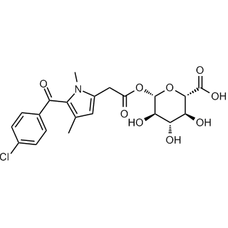 (2S,3S,4S,5R,6S)-6-(2-(5-(4-Chlorobenzoyl)-1,4-dimethyl-1H-pyrrol-2-yl)acetoxy)-3,4,5-trihydroxytetrahydro-2H-pyran-2-carboxylic acid Chemical Structure