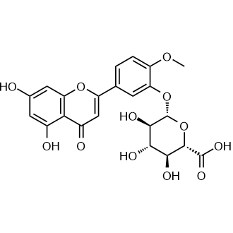 (2S,3S,4S,5R,6S)-6-(5-(5,7-dihydroxy-4-oxo-4H-chromen-2-yl)-2-methoxyphenoxy)-3,4,5-trihydroxytetrahydro-2H-pyran-2-carboxylic acid Chemical Structure