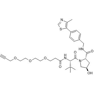 (2S,4R)-1-((S)-2-(tert-Butyl)-4-oxo-7,10,13-trioxa-3-azahexadec-15-ynoyl)-4-hydroxy-N-(4-(4-methylthiazol-5-yl)benzyl)pyrrolidine-2-carboxamide التركيب الكيميائي