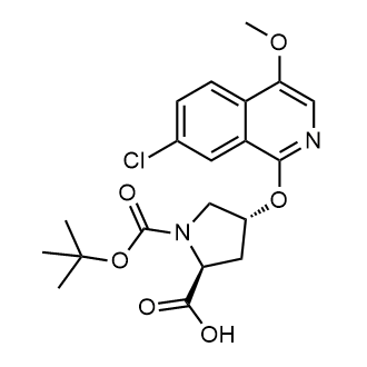 (2S,4R)-1-(tert-butoxycarbonyl)-4-((7-chloro-4-methoxyisoquinolin-1-yl)oxy)pyrrolidine-2-carboxylic acid Chemical Structure