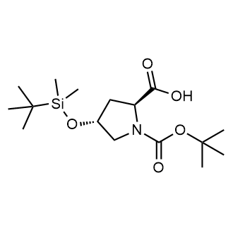 (2S,4R)-1-(tert-Butoxycarbonyl)-4-((tert-butyldimethylsilyl)oxy)pyrrolidine-2-carboxylic acid Chemical Structure