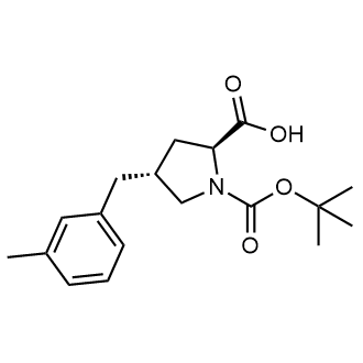 (2S,4R)-1-(tert-Butoxycarbonyl)-4-(3-methylbenzyl)pyrrolidine-2-carboxylic acid Chemische Struktur