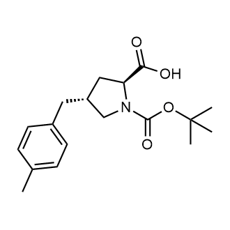 (2S,4R)-1-(tert-Butoxycarbonyl)-4-(4-methylbenzyl)pyrrolidine-2-carboxylic acid Chemische Struktur