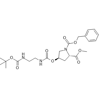 (2S,4R)-1-benzyl 2-methyl 4-(((2-((tert-butoxycarbonyl)amino)ethyl)carbamoyl)oxy)pyrrolidine-1,2-dicarboxylate Chemical Structure