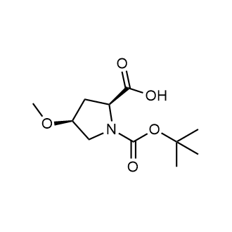 (2S,4S)-1-(tert-Butoxycarbonyl)-4-methoxypyrrolidine-2-carboxylic acid Chemische Struktur