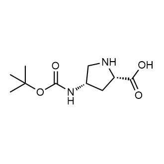 (2S,4S)-4-((tert-Butoxycarbonyl)amino)pyrrolidine-2-carboxylic acid Chemische Struktur