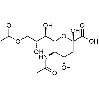 (2S,4S,5R,6R)-5-acetamido-6-((1R,2R)-3-acetoxy-1,2-dihydroxypropyl)-2,4-dihydroxytetrahydro-2H-pyran-2-carboxylic acid Chemical Structure