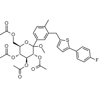 (3R,4S,5R,6R)-6-(acetoxymethyl)-2-(3-((5-(4-fluorophenyl)thiophen-2-yl)methyl)-4-methylphenyl)-2-methoxytetrahydro-2H-pyran-3,4,5-triyl التركيب الكيميائي