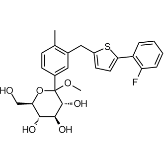 (3R,4S,5S,6R)-2-(3-((5-(2-fluorophenyl)thiophen-2-yl)methyl)-4-methylphenyl)-6-(hydroxymethyl)-2-methoxytetrahydro-2H-pyran-3,4,5-triol Chemical Structure