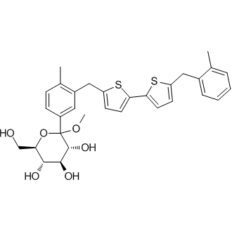 (3R,4S,5S,6R)-6-(hydroxymethyl)-2-methoxy-2-(4-methyl-3-((5'-(2-methylbenzyl)-[2,2'-bithiophen]-5-yl)methyl)phenyl)tetrahydro-2H-pyran-3,4,5-triol التركيب الكيميائي