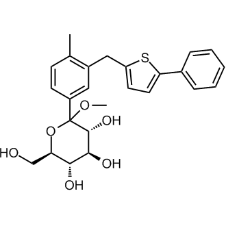 (3R,4S,5S,6R)-6-(hydroxymethyl)-2-methoxy-2-(4-methyl-3-((5-phenylthiophen-2-yl)methyl)phenyl)tetrahydro-2H-pyran-3,4,5-triol Chemical Structure