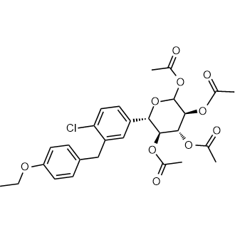 (3S,4R,5S,6S)-6-(4-chloro-3-(4-ethoxybenzyl)phenyl)tetrahydro-2H-pyran-2,3,4,5-tetrayl tetraacetate Chemical Structure