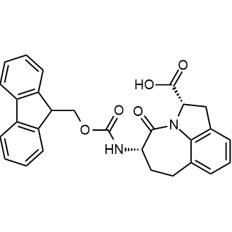 (3S,6S)-3-((((9H-Fluoren-9-yl)methoxy)carbonyl)amino)-4-oxo-1,2,3,4,6,7-hexahydroazepino[3,2,1-hi]indole-6-carboxylic acid 化学構造