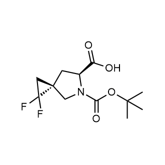 (3S,6S)-5-[(tert-Butoxy)carbonyl]-1,1-difluoro-5-azaspiro[2.4]heptane-6-carboxylic acid 化学構造