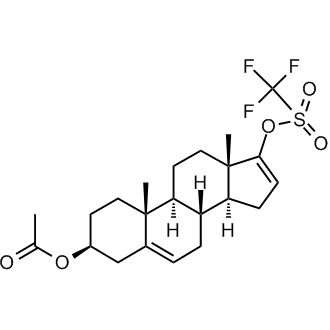 (3S,8R,9S,10R,13S,14S)-10,13-dimethyl-17-(trifluoromethylsulfonyloxy)-2,3,4,7,8,9,10,11,12,13,14,15-dodecahydro-1H-cyclopenta[a]phenanthren-3-yl acetate Chemical Structure