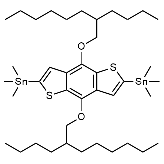 (4,8-Bis((2-butyloctyl)oxy)benzo[1,2-b:4,5-b']dithiophene-2,6-diyl)bis(trimethylstannane) Chemical Structure