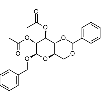 (4AR,6R,7R,8S,8aR)-6-(benzyloxy)-2-phenylhexahydropyrano[3,2-d][1,3]dioxine-7,8-diyl diacetate Chemische Struktur